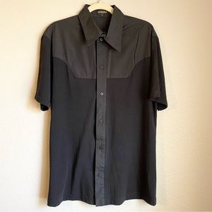 Private Circle Black Short Sleeve Button Down Western Shirt - L